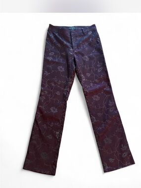 Vintage Guess floral pants purple glitter stretch